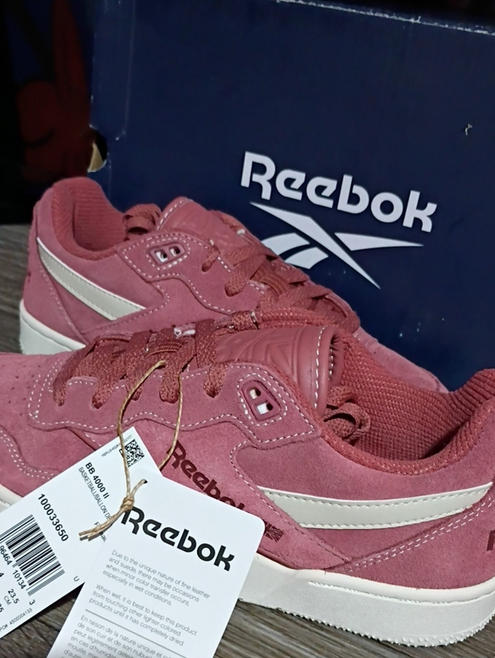 Reebok Women's Rose Suede Low-Top Sneakers with White Stripe